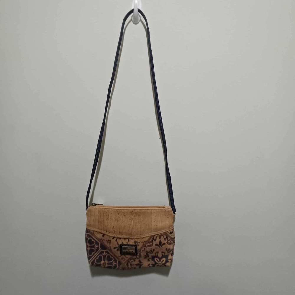 Montado Cork Crossbody Bag Floral Purse Small Double Zipper‎ READ